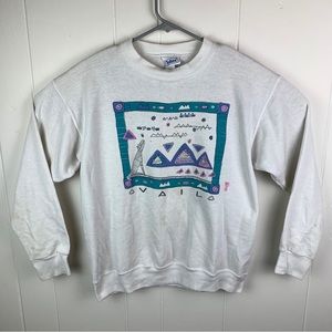Vintage 1989 Tultex Sweatshirt Vail Colorado White Women’s Medium Made In USA